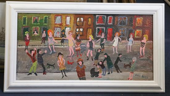 Fred Yates (1922-2008) Street scene 15 x 31in.